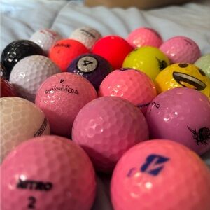 Bundle 22 gold ball bundle Color Golf Ball Lot - Pink, Purple, Yellow Neon black